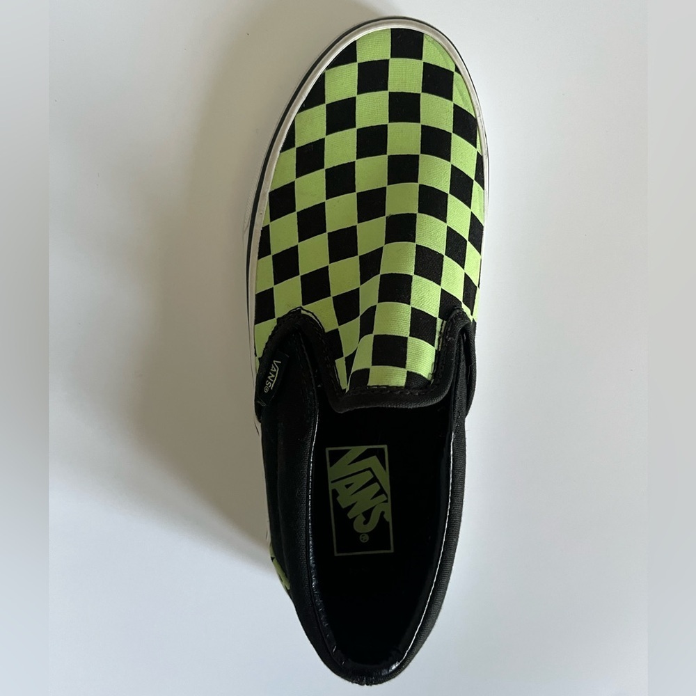 Vans Classic Slip-On Glow Checkerboard Black/Green - Picture 10 of 16